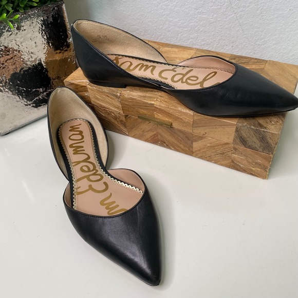 Sam Edelman Rodney Pointed Toe D'Orsay Leather Flats Black Shoes SZ 7.5 - Picture 1 of 9